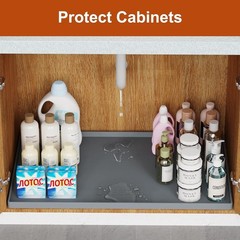 Extra Thick Silicone Mat Waterproof with Raised Edge 34″ x 22″, Under Sink Ma…