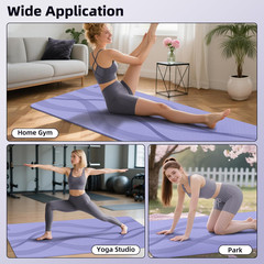 Yoga Mat High Density Exercise Mat, 76″x32″x0.27″Thick Wide & Large Yoga Mat for