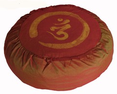 Meditation Cushion Zafu Pillow Buckwheat Fill “Calligraphy Om in Zen Circle “