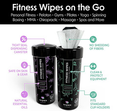 Natural Wipes for Fitness in Lemongrass & Eucalyptus, Gyms, Yoga, Peloton Cycles