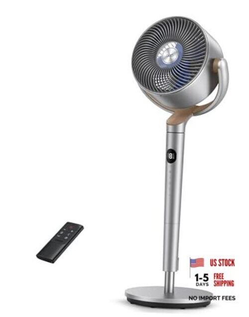 DREO Fan for Bedroom, 120°+120°Omni-directional Oscillating Fan, 90ft, Silver