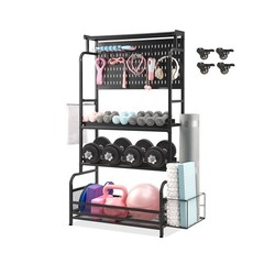 56” Taller Home Gym Storage Organizer, Yoga Mat Storage Rack with Hanging Bo…