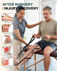 Non-Elastic Stretching Strap with Loops for Physical Therapy & Rehab, Black