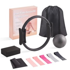 Daywhote 10 Pcs Black Home Pilates Essential Kit Workouts Fitness Mini Ball W…