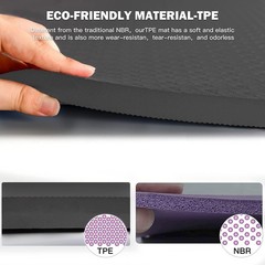 Hatha Yoga 4/5 inch TPE Mat Fitness & Exercise Mats Large Size Black