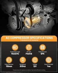 AC Compressor with Clutch Fit for Chevrolet Malibu L4 1.5L 2016-2024 CO 168361
