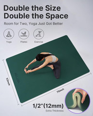 Large Yoga Mat (75 * 52 * 1/2Inch),Extra Wide TPE Exercise Mat,Non-Slip Workout