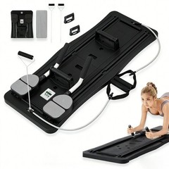 New Sleek Pilates Reformer Board 4 In 1 Foldable Black Home Gym Body Sculpt