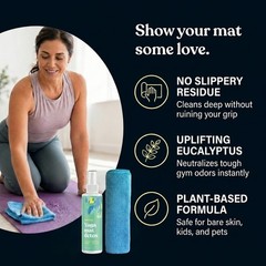 Yoga Mat Cleaner Spray Uplifting Eucalyptus, 4 fl oz No Slippery Residue, Or…