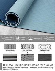 TPE Yoga Mat 1/3 Inch Extra Thick Double Sided Non Slip with Strap for Women