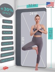 Yoga Mat Double-Sided Non Slip, 72” x 32” x 7mm – Extra Wide & Thick Yoga Mat