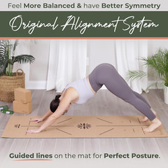 Eco-Friendly Yoga Cork Mat | 5mm Thick, Non-Slip, Extra Support & Alignment Line