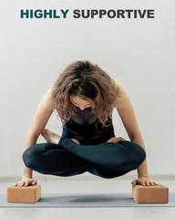 Cork Yoga Blocks, 2 Pack Yoga Blocks Natural Cork, High Density Yoga Block wi…