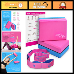 Yoga Blocks 2 Pack with Strap – Non-Slip EVA Foam for Pilates, Dance, Gymnastics