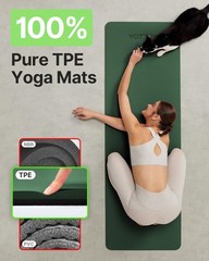 Yoga Mat, Non-Slip TPE Exercise Mat (1/4 Inch) for Pilates, Fitness & Barefoo…