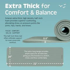 Retrospec Solana Yoga Mat Thick 1/2in Non-Slip Workout Mat with Nylon Strap