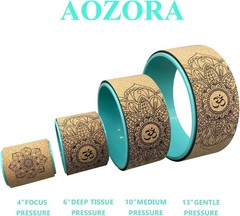 13″ Yoga Wheel 4 Pack Cork/Turquoise + Guide – Deep Stretch & Strength