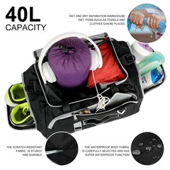 Sports Gym Bag，INOXTO Travel Duffel Bag with Dry Wet Pocket And Shoe Comp
