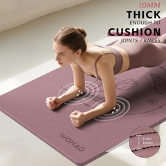 WOHAO Large 76″x40″x0.4″ Yoga Mat – Extra 74.8″ x 41.3″ x 0.4″, Dull Pink