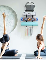 Yoga Rack Wall Mount Mat Holder Gym Storage Shelf