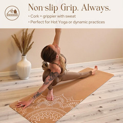 Luxury Cork Yoga Mat – Non-Slip, Eco-Friendly, 5mm Rubber Base for Stability