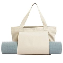 Yoga Mat Carrier, Gym Bag With Yoga Mat Holder, Women Canvas Tote Off Whtie