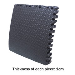 Exercise Mat EVA Foam Interlocking Tiles Gym Flooring Fitness Yoga Workout Black