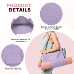 1 Pcs Yoga Bag, Tote Pilates Bag with Yoga Mat Holder Canvas & Purple
