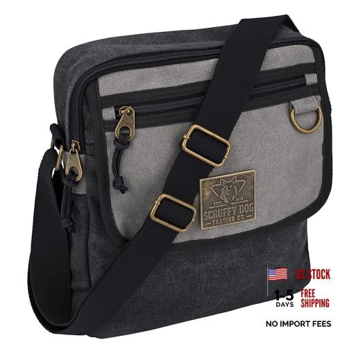 Crossbody Messenger Bag for Men and Women – Canvas Shoulder Bags Black/Grey