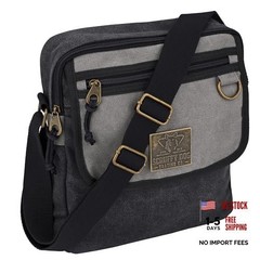 Crossbody Messenger Bag for Men and Women – Canvas Shoulder Bags Black/Grey