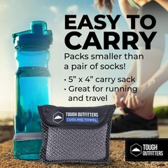 Tough Outdoors Cooling Towels for Neck Face – Single Pack, Dark Gray