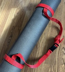 Yoga Mat Harness UNIQUE RED Strap Sling Carry Carrier Adjustable Buckling Waist