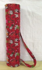 Indian Red Kantha Paradise Yoga Mat Carrier Bag Mandala Large Shoulder Strap