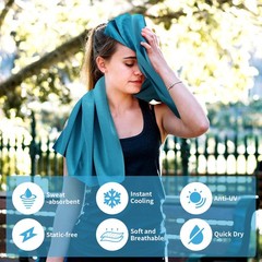 YESLIFE 4 Pack Cooling Towels 40 inches x 12 inches, Blue, Grey, Green, Pink