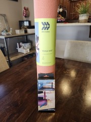 All in Motion Yoga Mat Non-Slip Foam Pink 3mm 68 x 24 in w/ mini Pilates bands