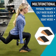 Squat Wedge Block Cork 2 Pack – Non Slip Heel Elevated Wedge and Calf Raise B…