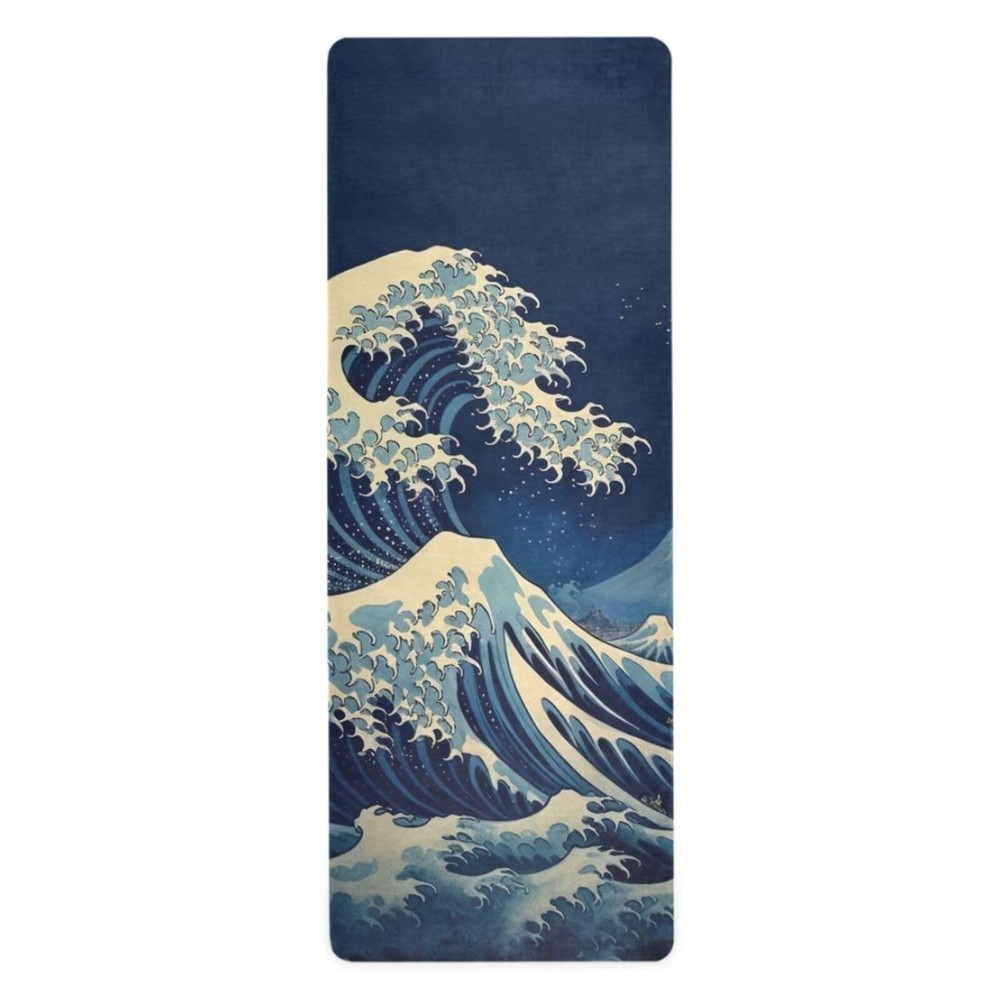 Japanese Waves Yoga Mat for Women Men 71″ x 26″ Non Slip Exercise & Fitness M…