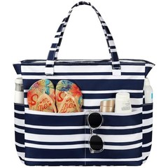 Beach Bags for Women Waterproof Sandproof Women Tote Bag, Large Navy Blue
