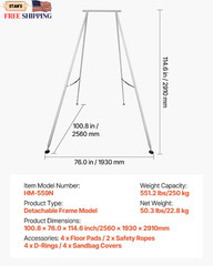 Yoga Stand Frame 9.6 ft Aerial Silk Swing Stand Max 551.2 lbs Load Capacity T…