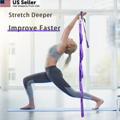 Stretching Strap Yoga with Loops, Stretch 75 inches x 1 inch, Purple