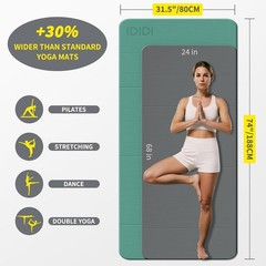 Foldable Extra Large Yoga Mat 74″×31.5″, 8mm Double-Sided Non Slip Lightweigh…