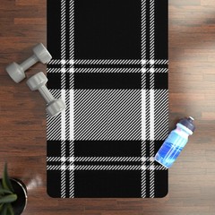 Black Gray Plaid Workout in Style Yoga Mat | Non-Slip Exercise Mat