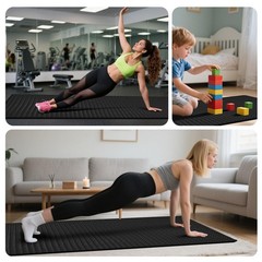 4x6ft Gym Floor Mat 10mm Thick – Large TPE/NPE Foam 4ft x 6ft x 10mm, black