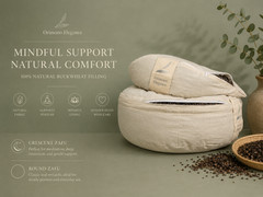 Buckwheat Hull Meditation Cushion Set Round Crescent Zafu 100% Cotton