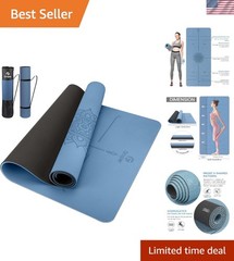 Yoga Mat Non Slip TPE Extra Wide Yoga Mat with Alignment Mark, 72″L x 32″W x …