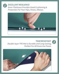 COOLMOON Yoga Mat Non Slip, Anti-Tear 1/4 Thick TPE Mats for HE-GREEN