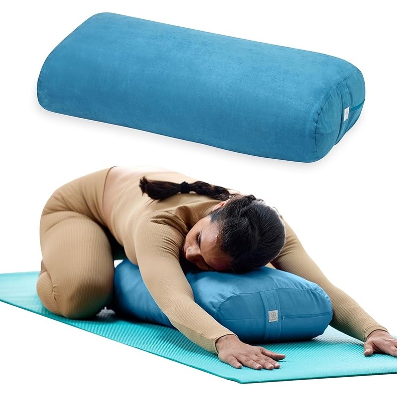 Yoga Bolster Pillow Meditation Cushion Natural Cotton Support Handle Washable US