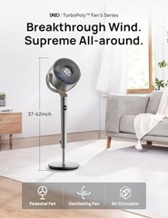 DREO Fan for Bedroom, 120°+120°Omni-directional Oscillating Fan, 90ft, Silver