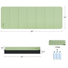 1/2 Inch 70″x24″ Foldable TPE Yoga Mat, Thick Non Slip Pilates Mat