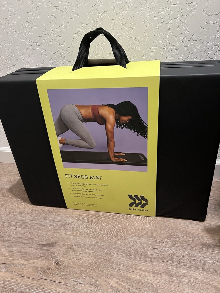 All in Motion Premium Black Yoga Mat–Non-Slip-5mm Cushioned Support, High-Impact